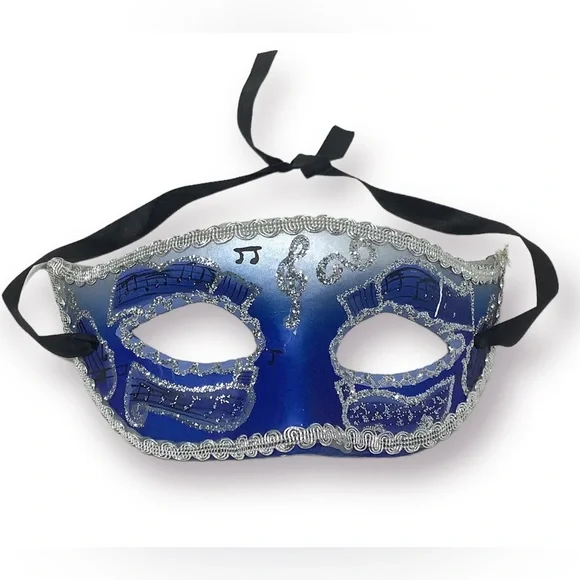 🛍️SALE🛍️ Blue and Silver Venetian Masquerade Mask - Picture 2 of 4